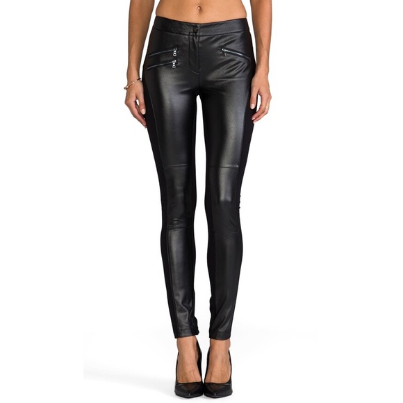 BCBGMaxAzria Pants - BCBGMaxAzria Stephen Black Faux Leather Paneled Skinny Pants Size Medium (M)